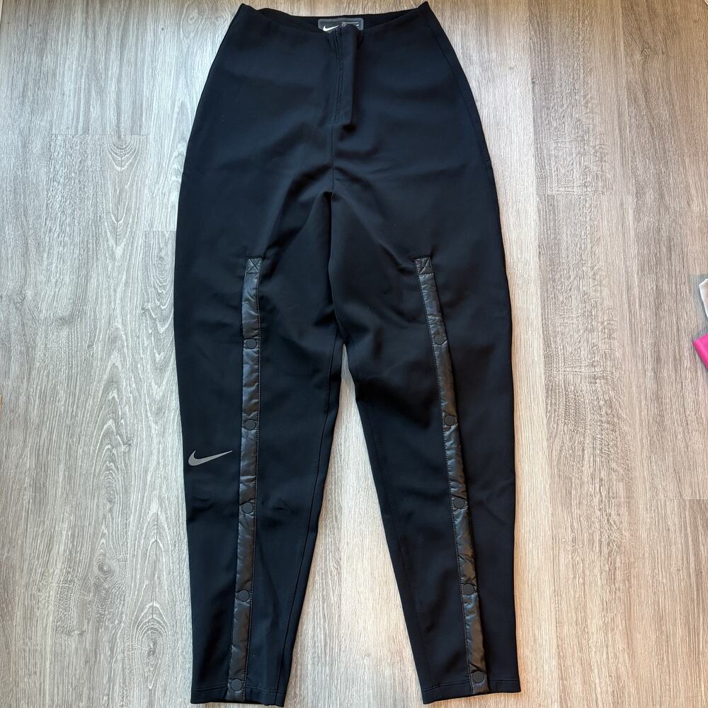 Nike Women's Running Pants S Black Snap Side Leggings Zip Pocket